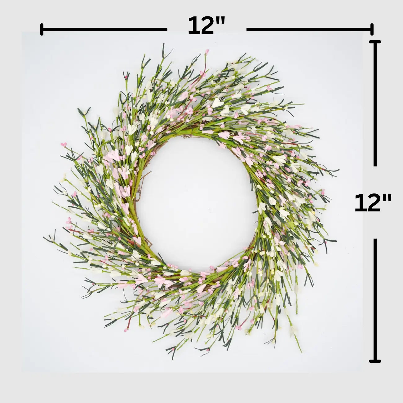 12" Cream Pink Buttercup Wreath Floral Living
