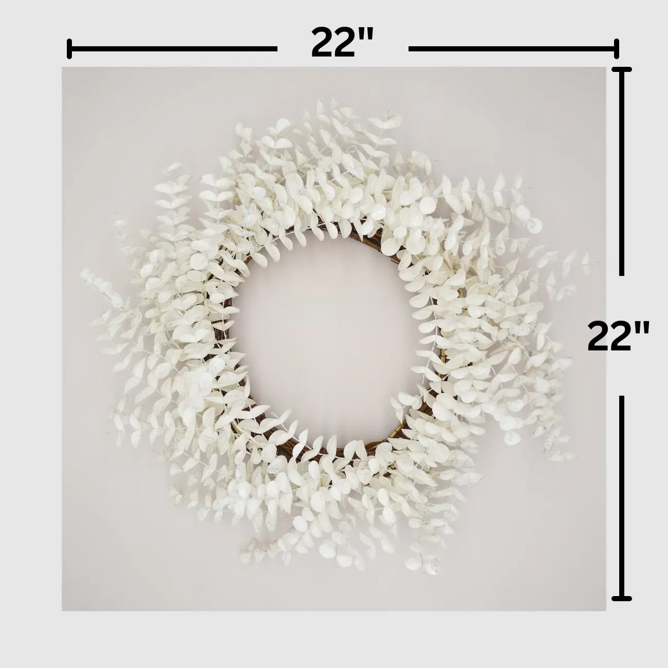 22" White Sparkle Eucalyptus Wreath Floral Living