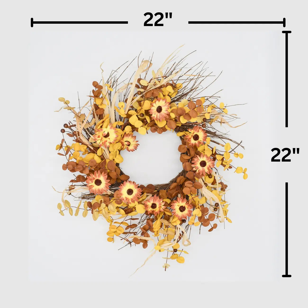 22" Brown Eucalyptus Mum Twig Wreath FloralLiving