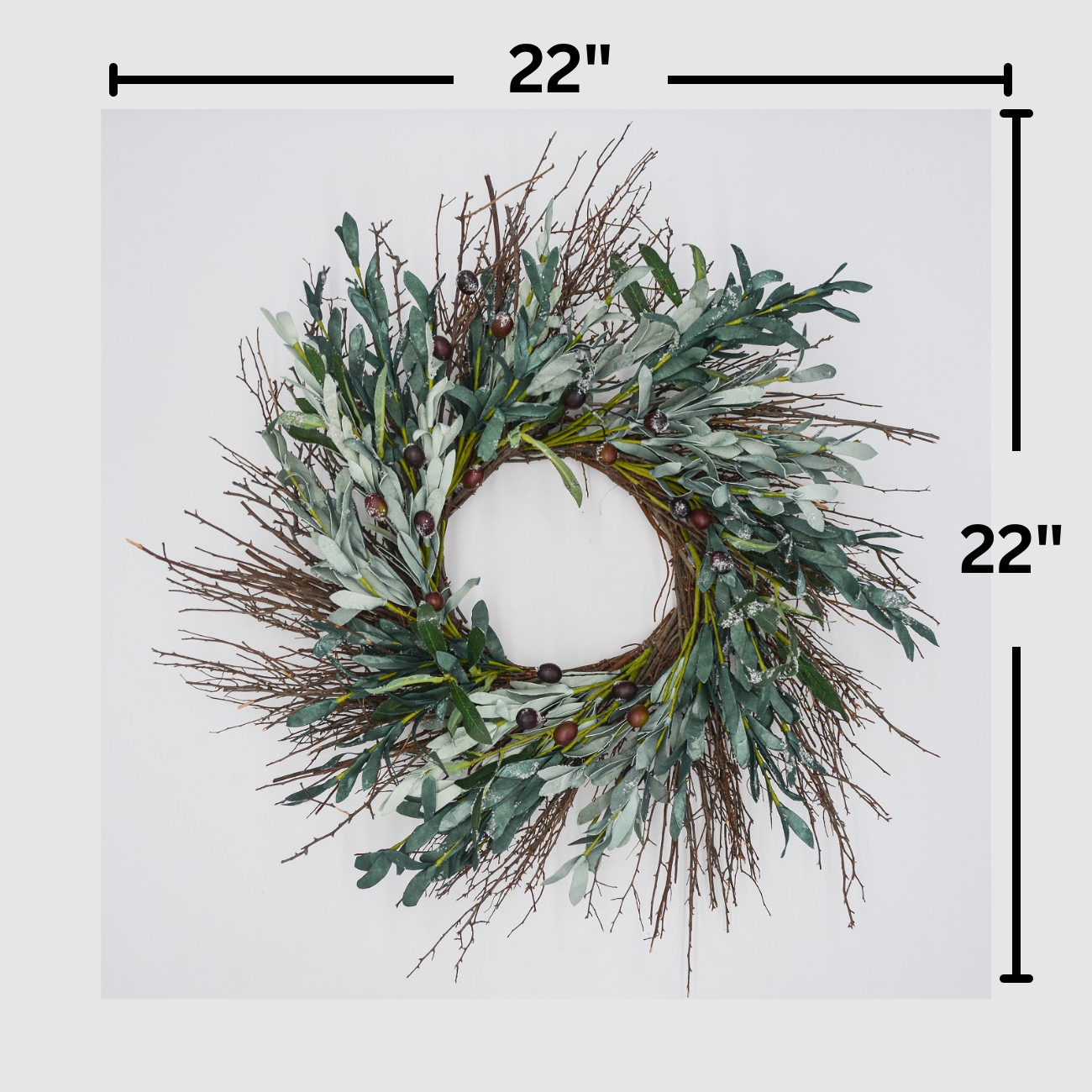 22" Christmas Olive Branch Wreath