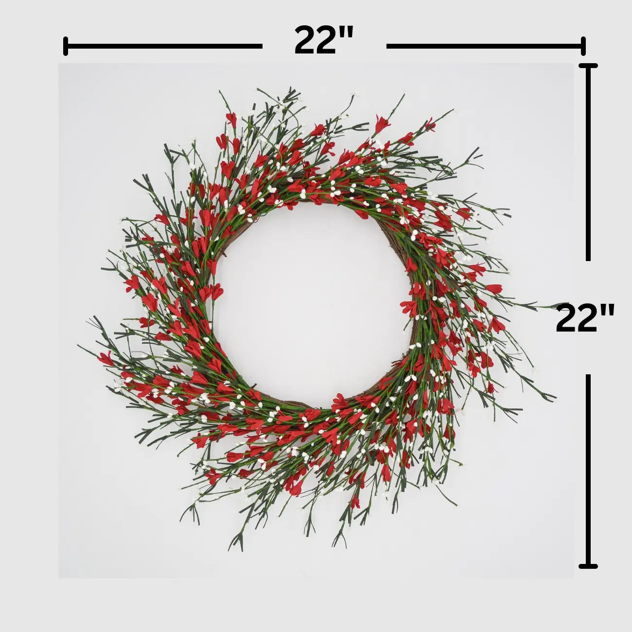 22" Holiday Red and White Buttercup Wreath Floral Living