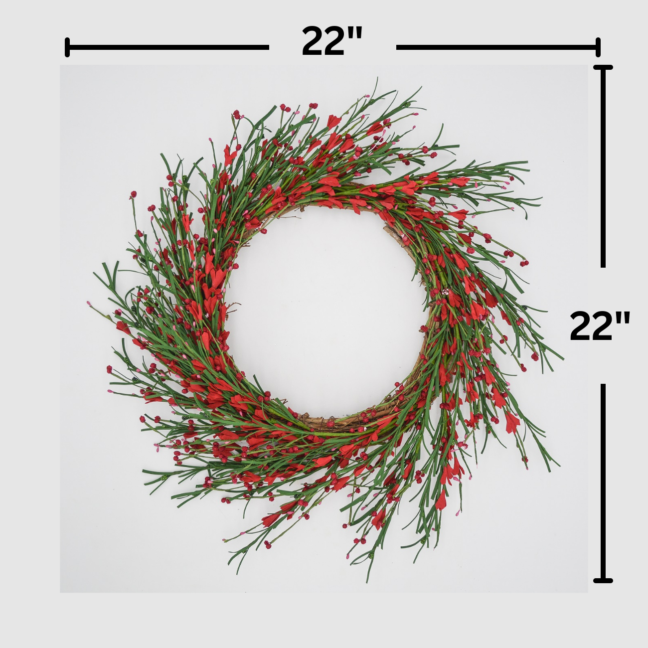 22" Holiday Red and Green Buttercup Wreath