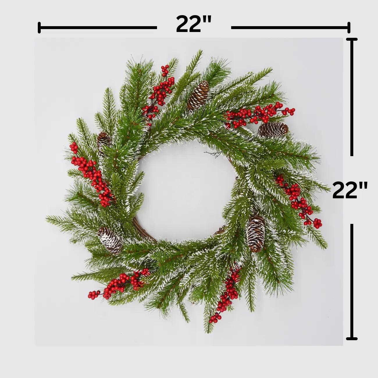 22" Spruce, Berry Snowy Wreath Floral Living