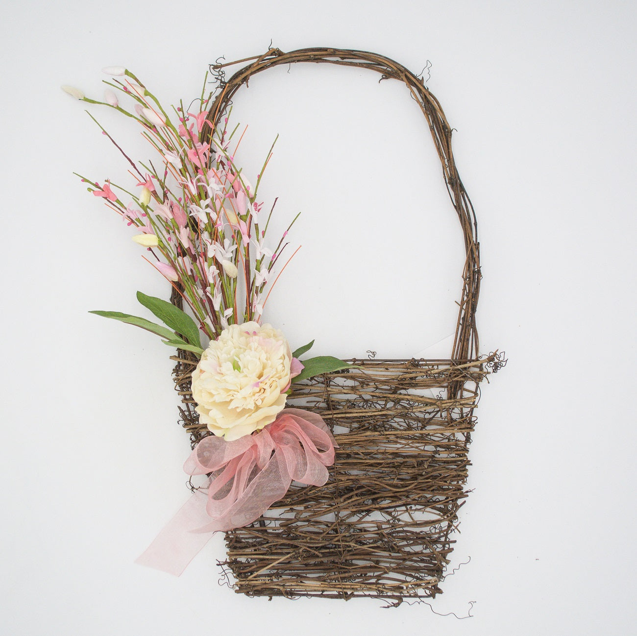 21" Peony Forsythia Wall Basket