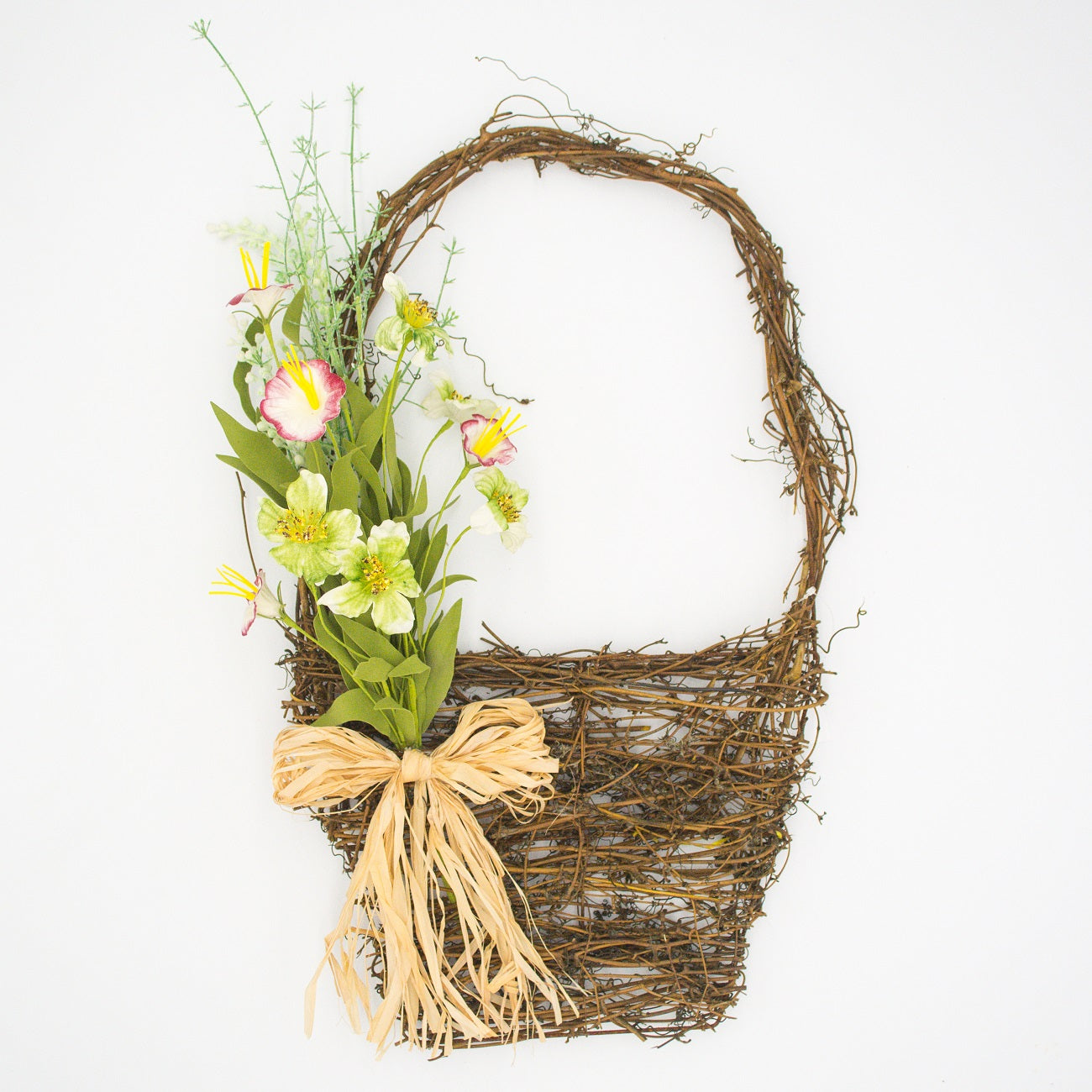 21" Pink Morning Glory Wall Basket