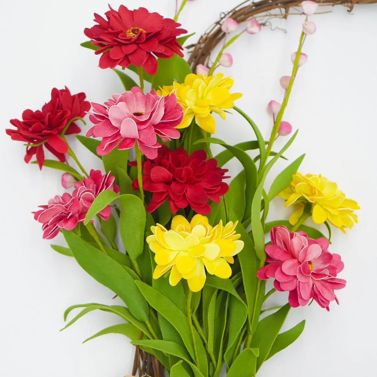 21" Tri-Color Mum Wall Basket Floral Living