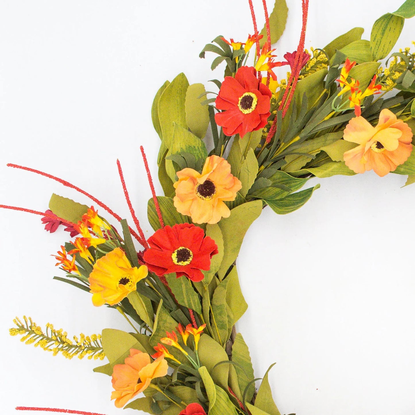 26" Mixed Poppy Wreath Floral Living