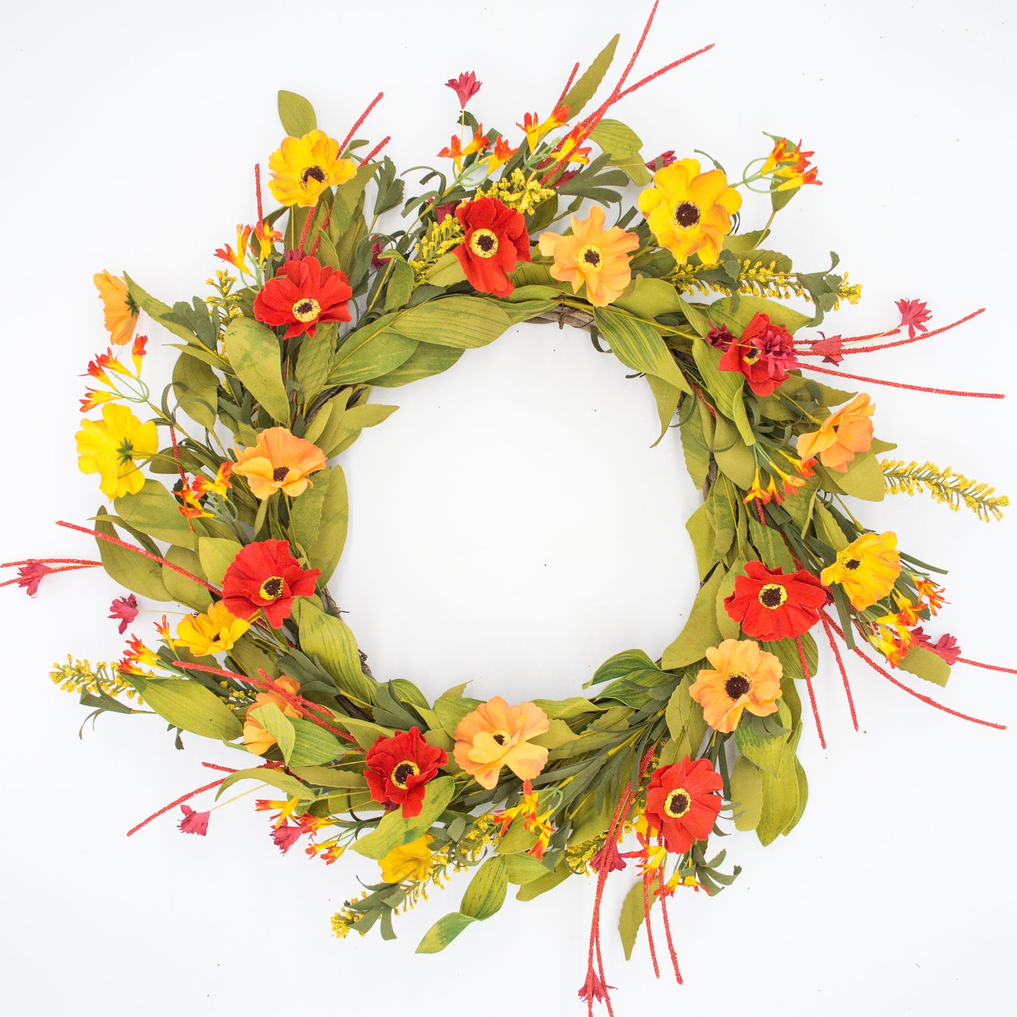 26" Mixed Poppy Wreath