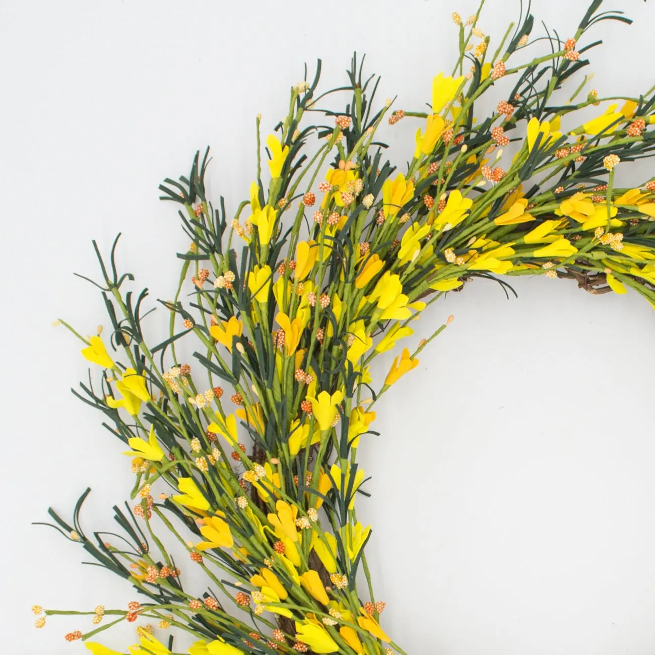 22" Mustard Yellow Buttercup Wreath Floral Living