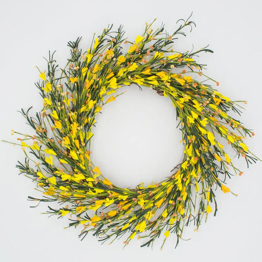 22" Mustard Yellow Buttercup Wreath Floral Living