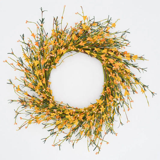 22" Orange and Gold Buttercup Wreath Floral Living