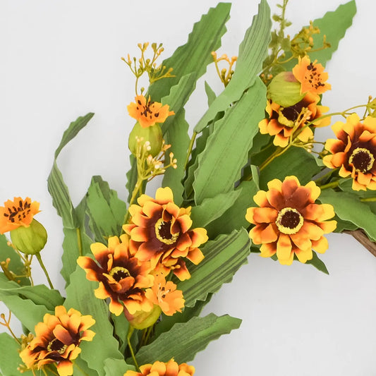 22" Harvest Blanket Flower Wreath Floral Living