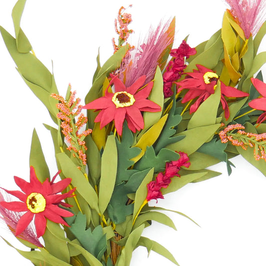 22" Burgundy Coneflower Wreath Floral Living