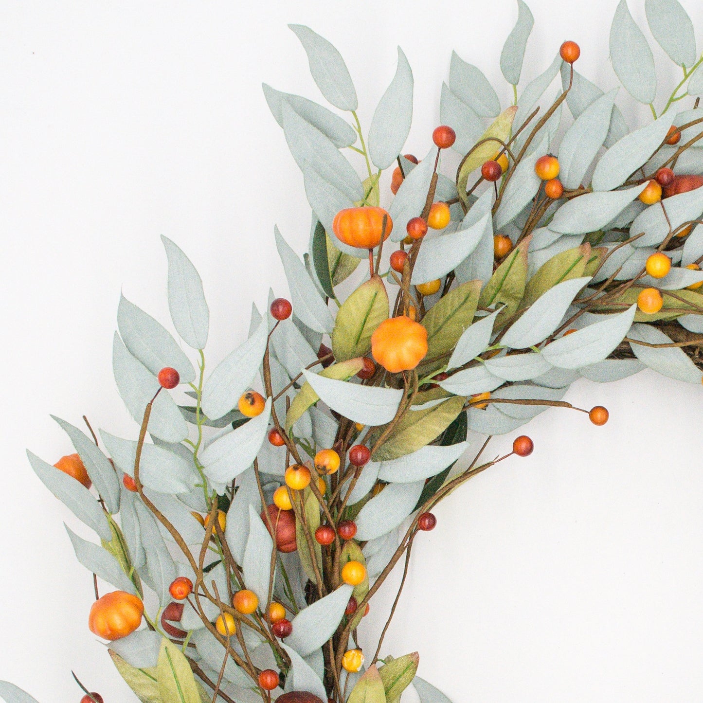 22" Blue Walnut, Pumpkin, Berry Wreath