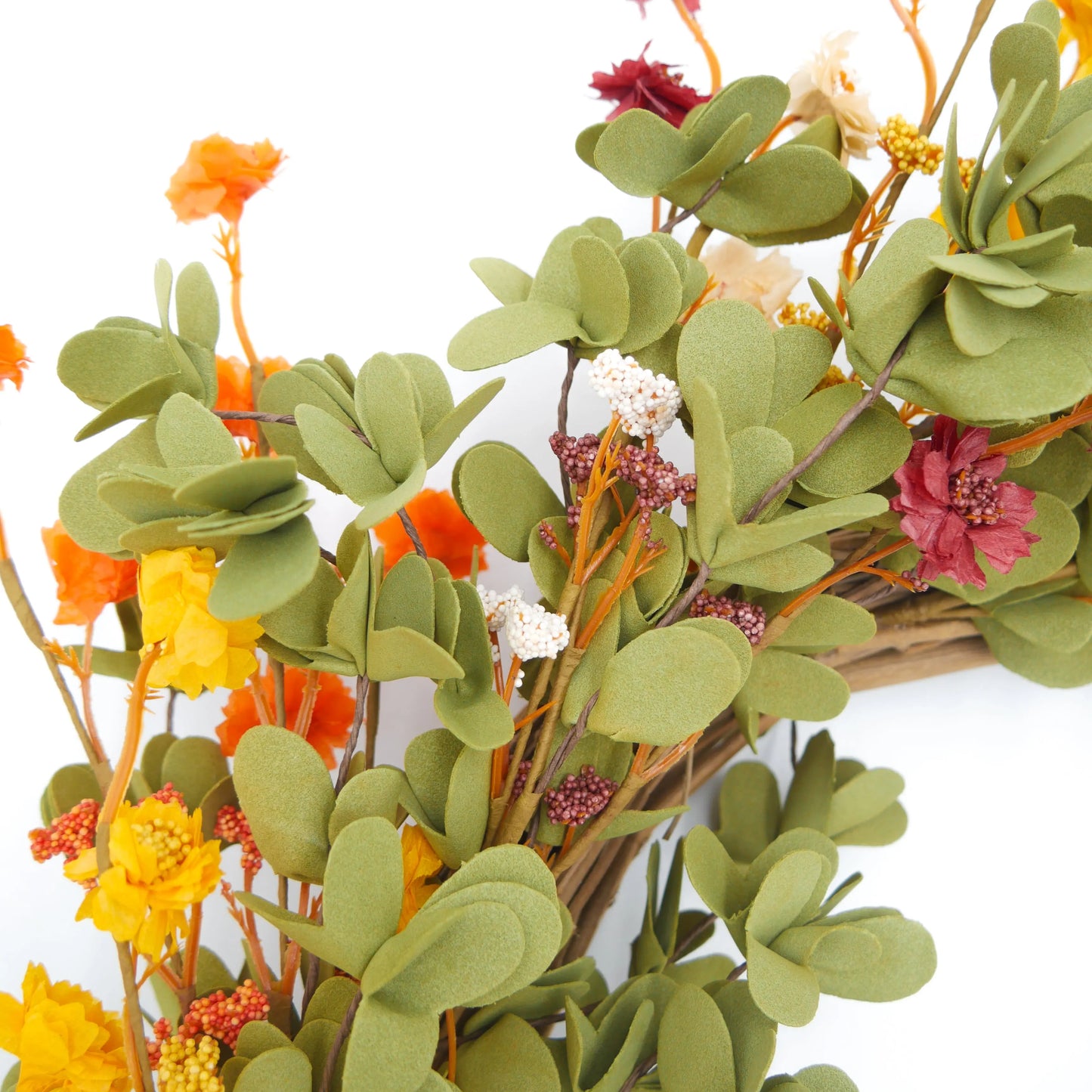 22" Marigold Eucalyptus Wreath Floral Living