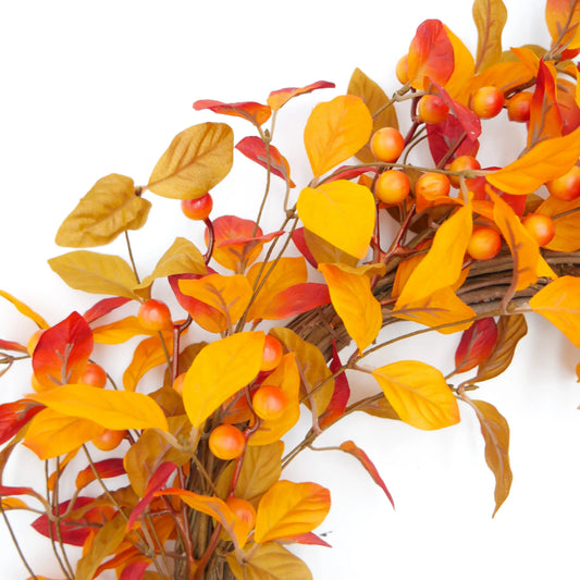 22" Beech Leaf, Berry Wreath Floral Living