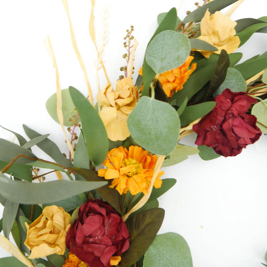 22" Autumn Zinnia Wreath Floral Living