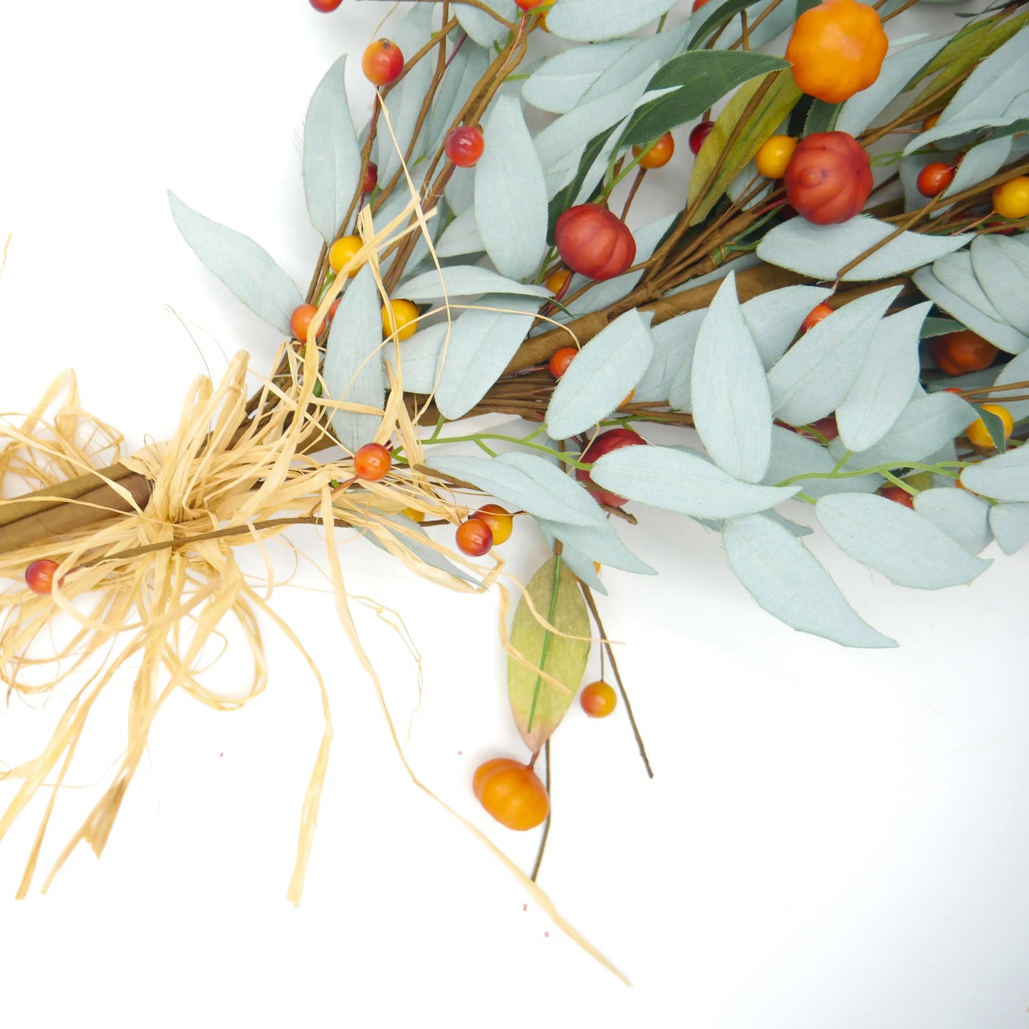 42" Blue Walnut, Pumpkin, Berry Stem, 3 Stems Bundled Floral Living