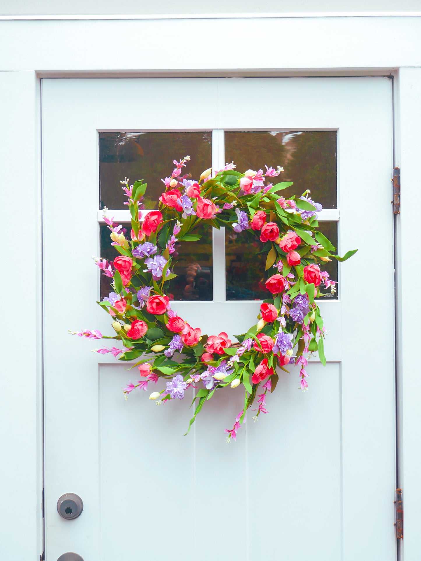 26" Pink Poppy and Purple Lisianthus Wreath