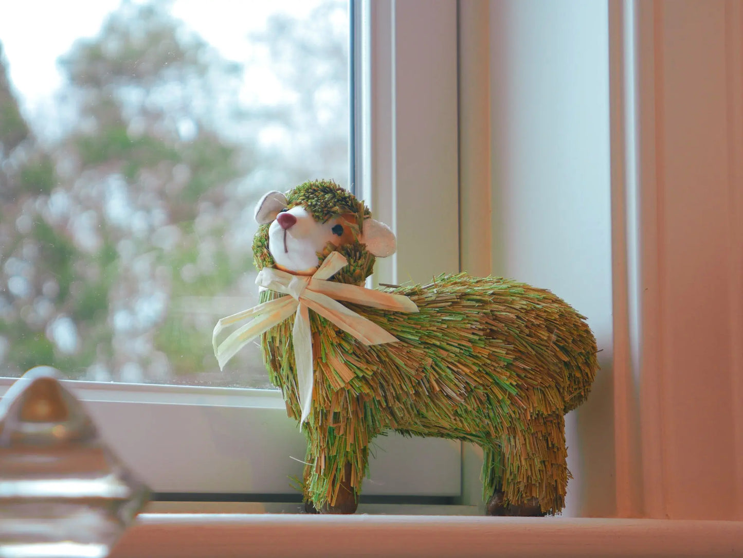 5" Green Sisal Sheep Floral Living