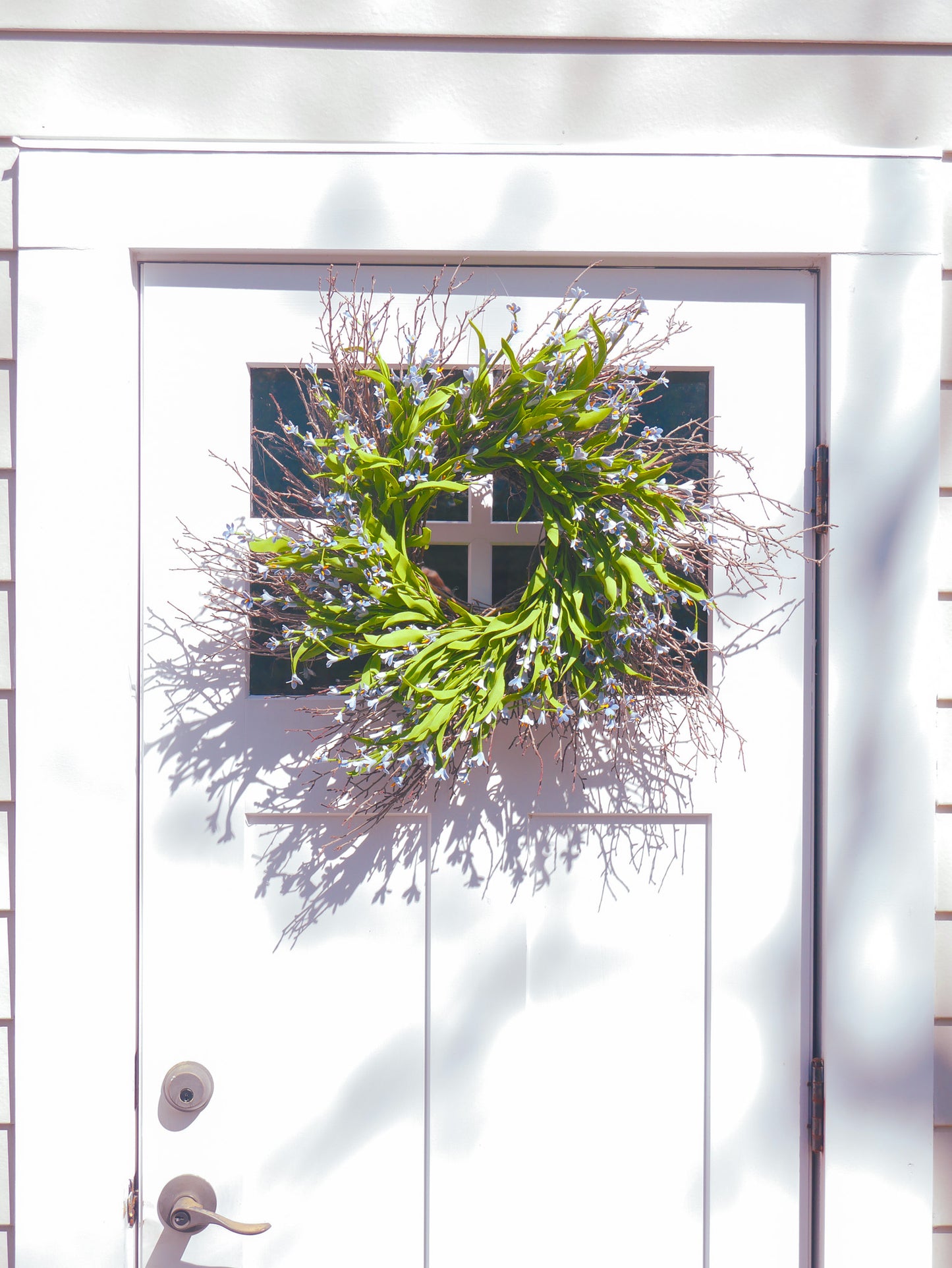 Crafted In the USA. 24" Forget-Me-Not Twig Wreath