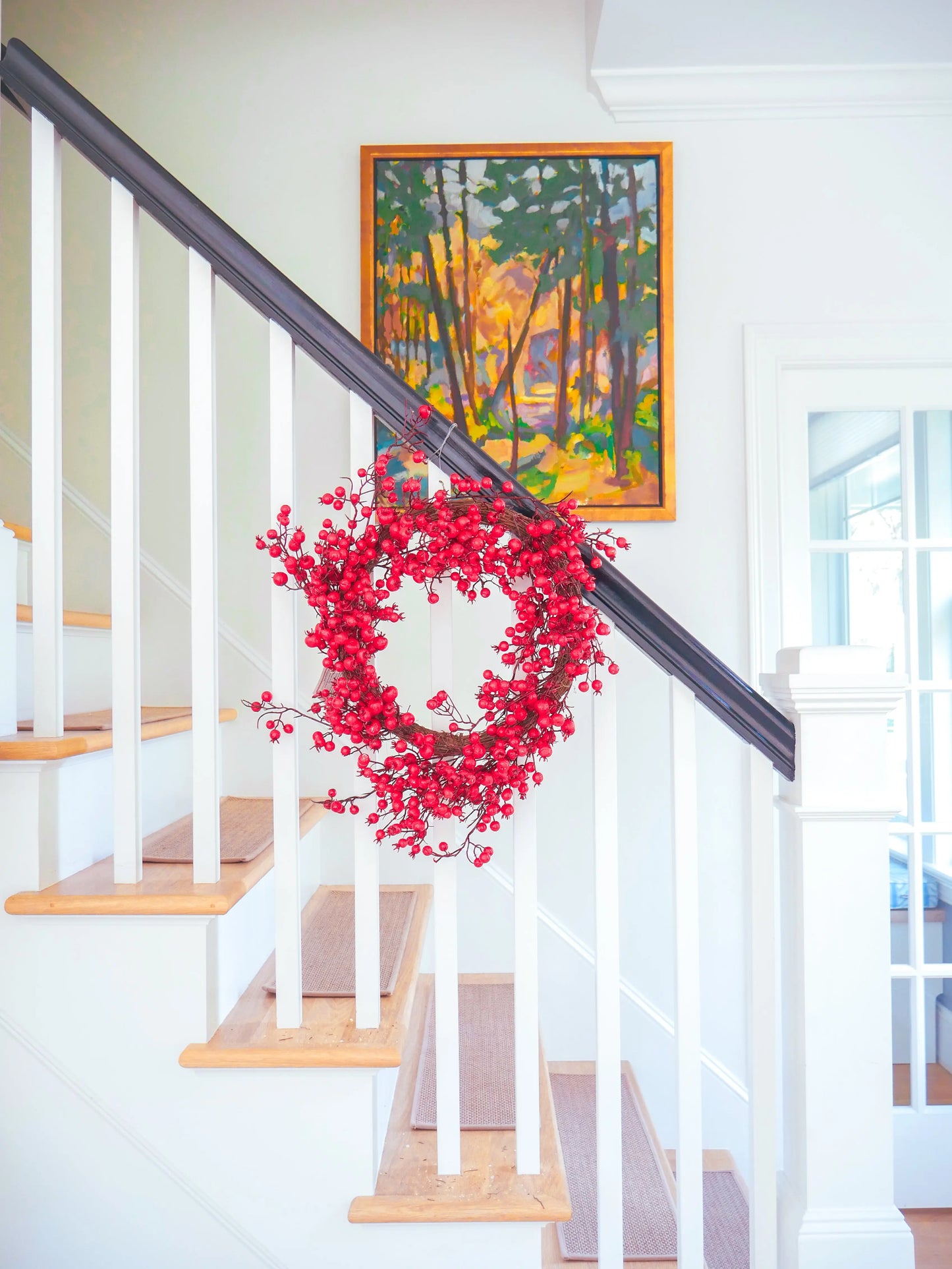 22" Red Wild Berry Wreath Floral Living