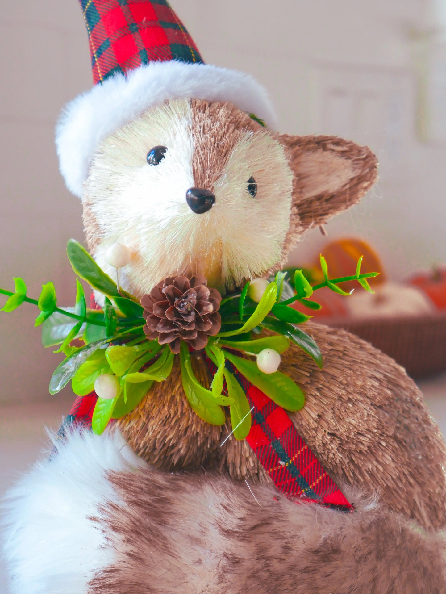 11.5" Holiday Fox Floral Living