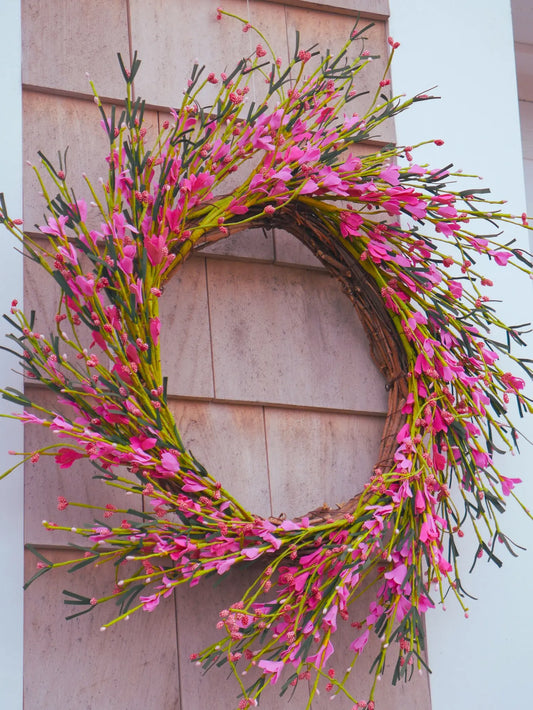 22" Dark Pink Buttercup Wreath Floral Living