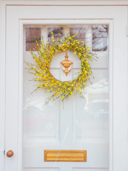 22" Yellow and Gold Buttercup Wreath Floral Living