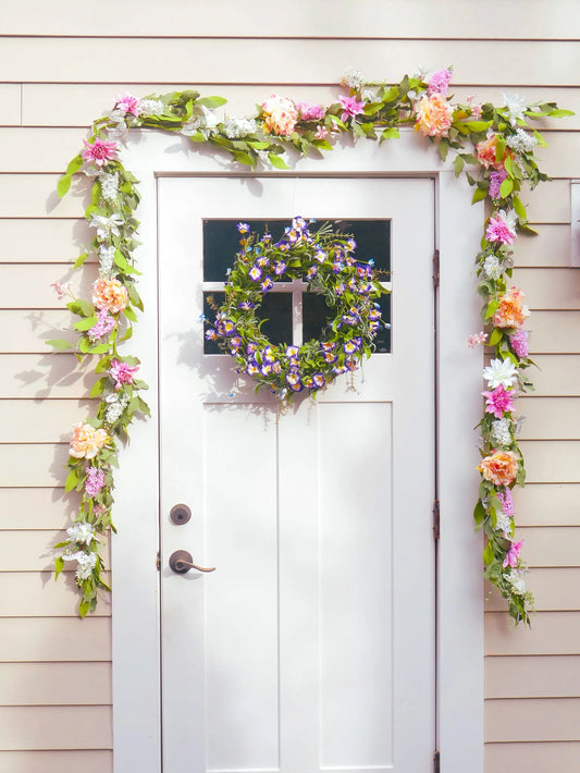 22" Purple Morning Glory Wreath Floral Living