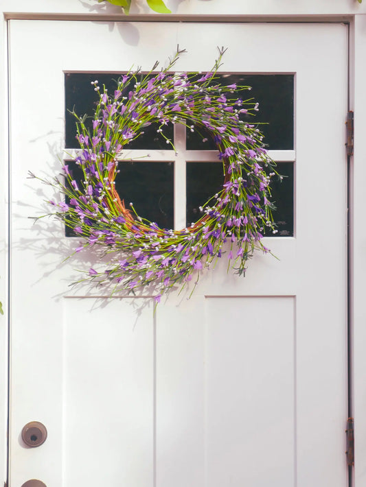 22" Two-Tone Lavender Buttercup Wreath Floral Living