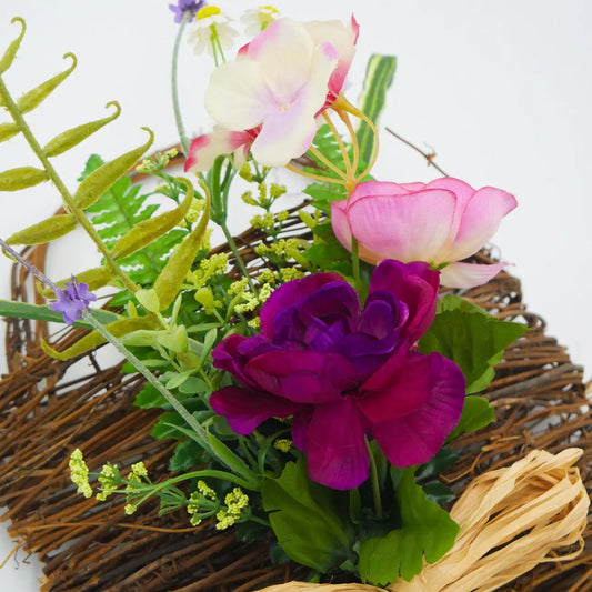 16" Purple Camellia 3-D Wall basket Floral Living