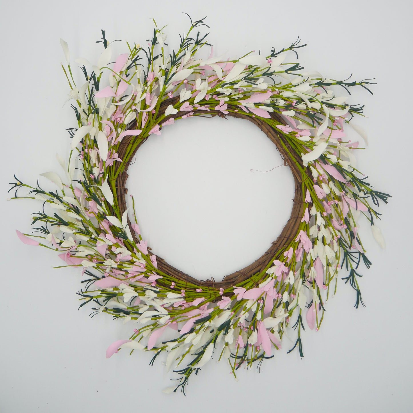 22" Pink, Cream Forsythia Bud Wreath