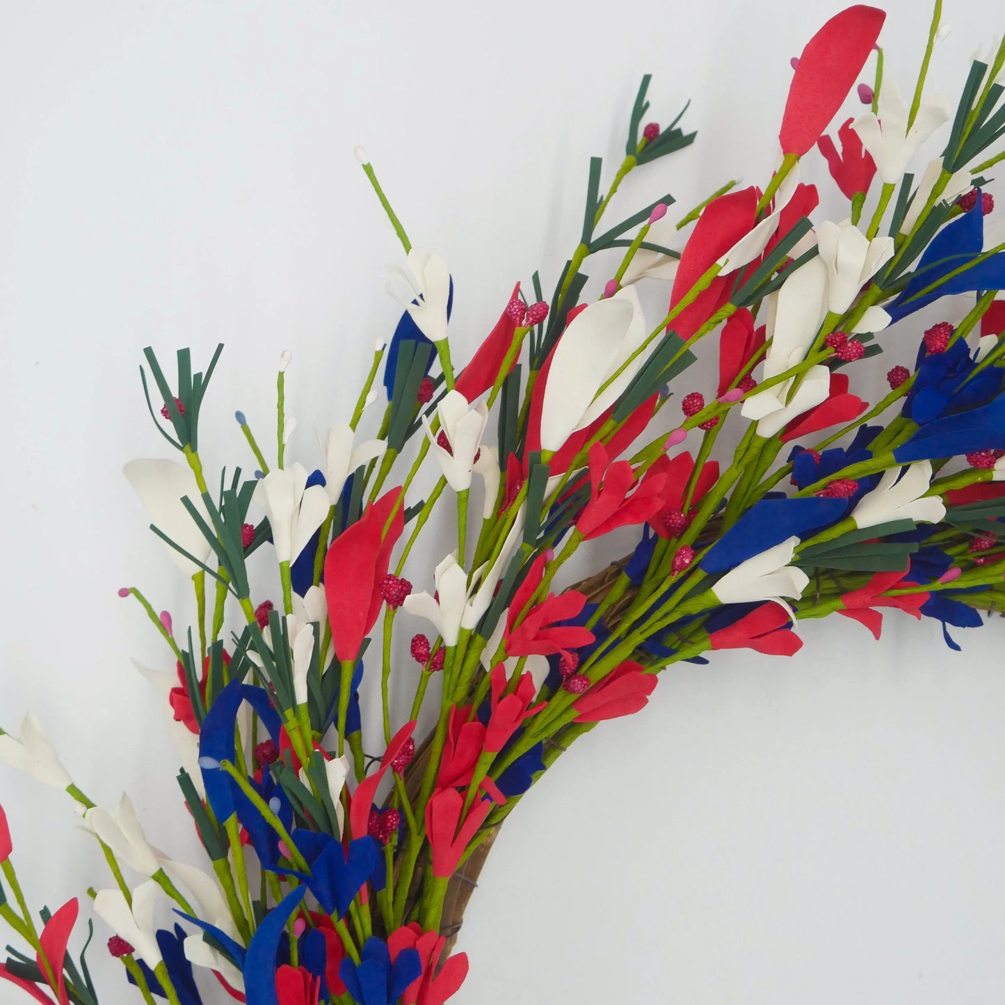 22" Americana Forsythia Bud Wreath Floral Living