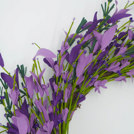 22" Lavender, Purple Forsythia Bud Wreath Floral Living