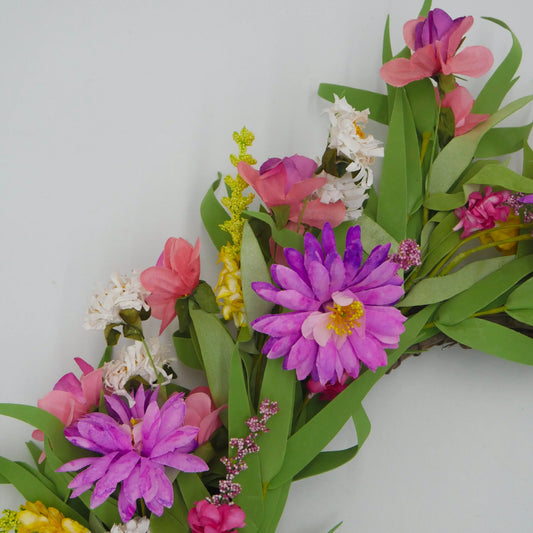 22" Spring Mixed Flower Wreath Floral Living