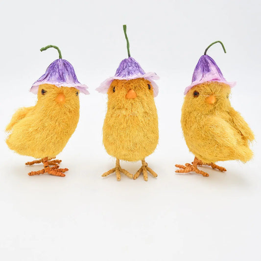 Set of three 6" Sisal Grass Chicks Floral Living