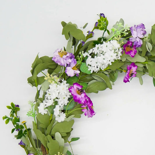 26" Lilac, Daisy Wreath Floral Living