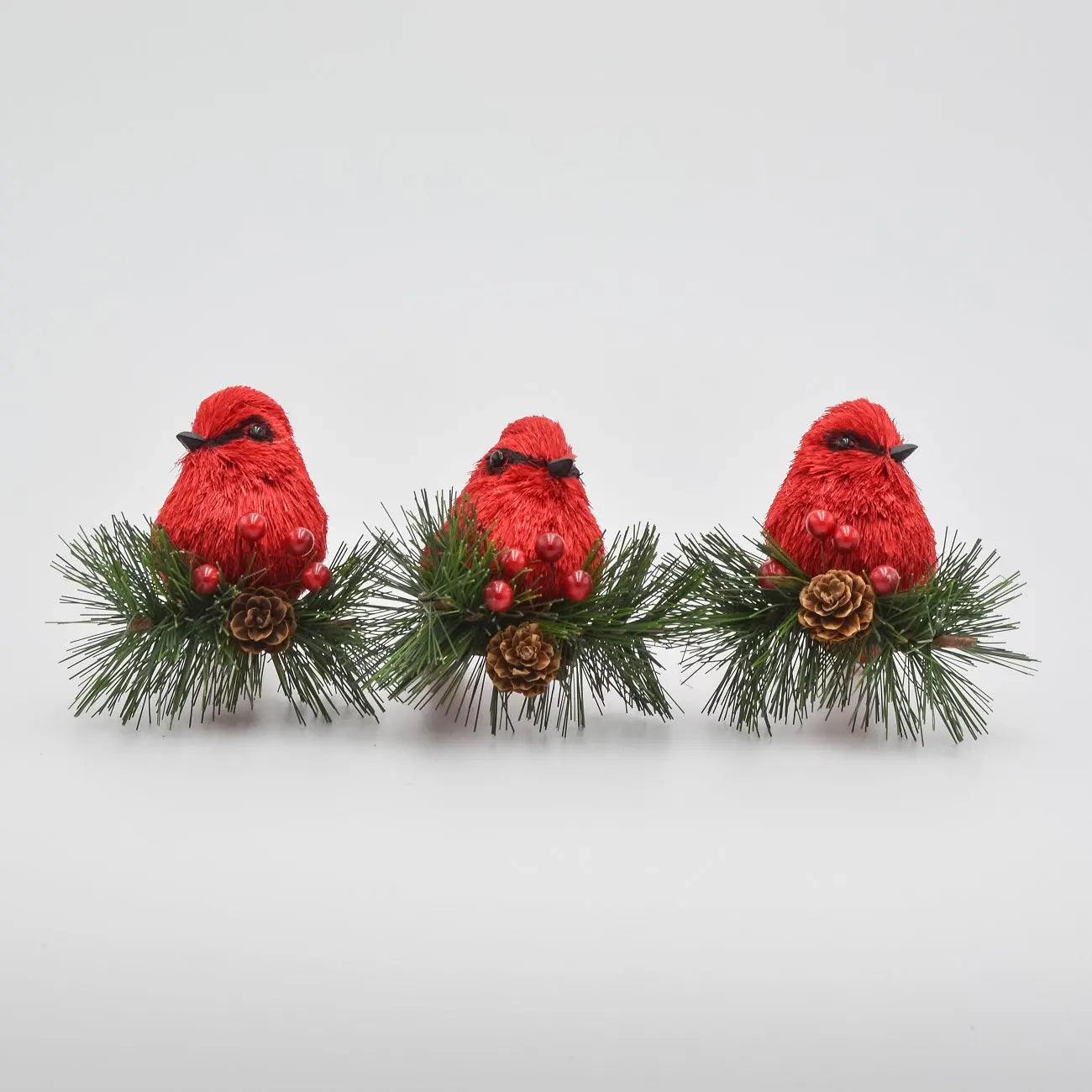 5" Cardinal ornaments on clips set of 3 FloralLiving