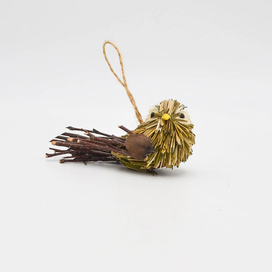 3" Natural Grass Bird Ornaments, 3 Assorted Floral Living