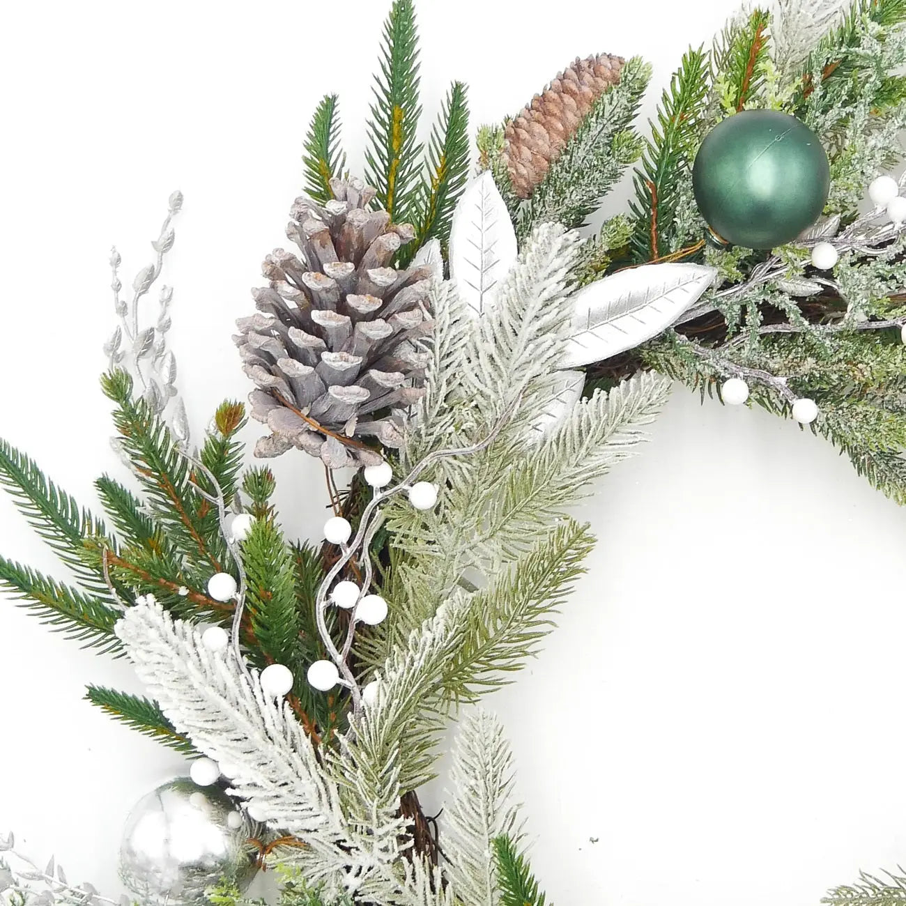 22" Silver Fir, Bauble, Berry Wreath Floral Living