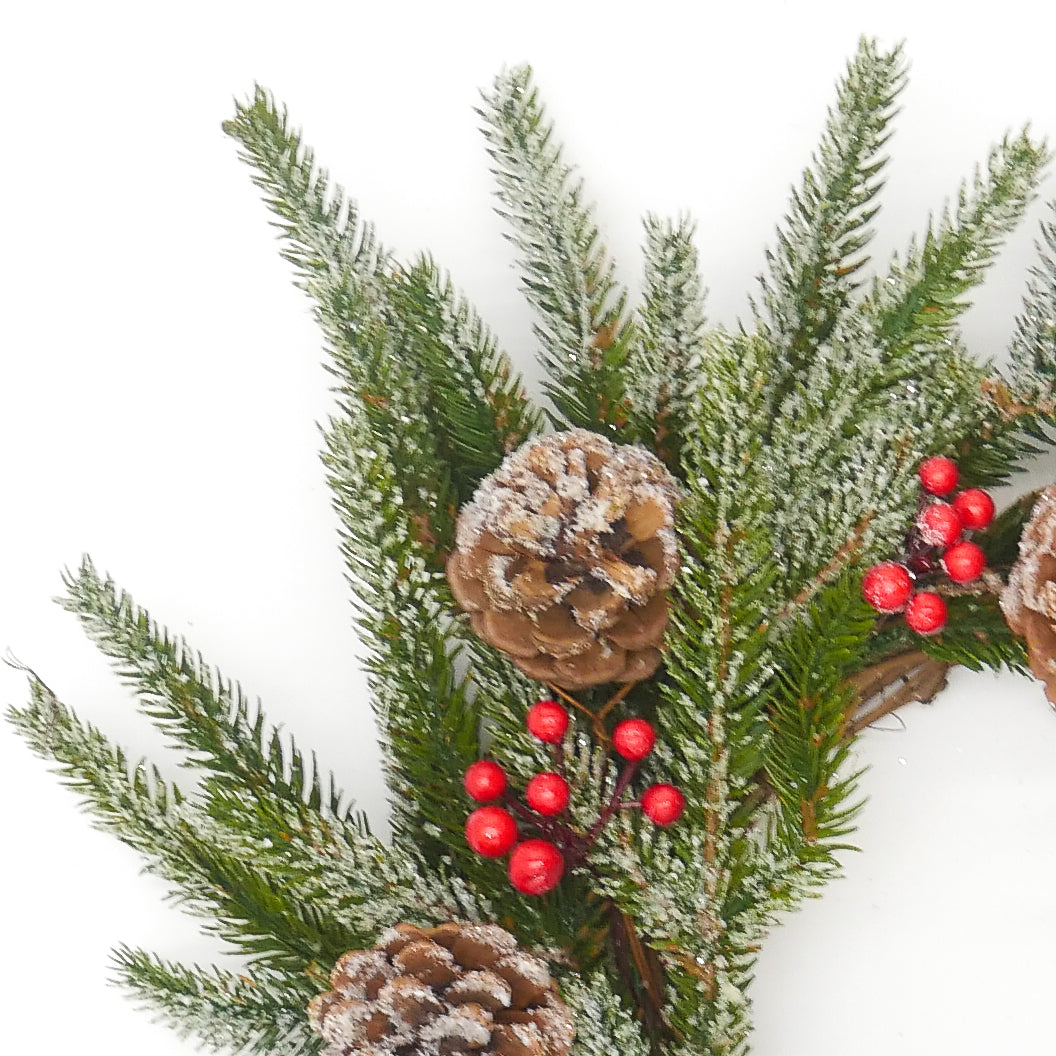 12"Snowy Classic Evergreen Wreath
