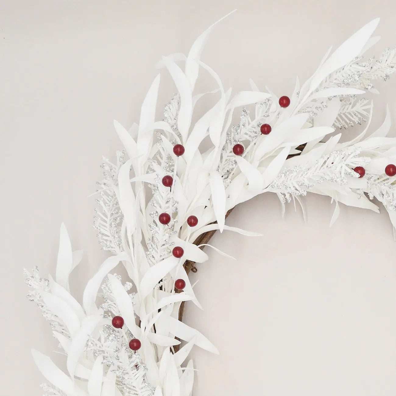 26" White Christmas Wreath Floral Living