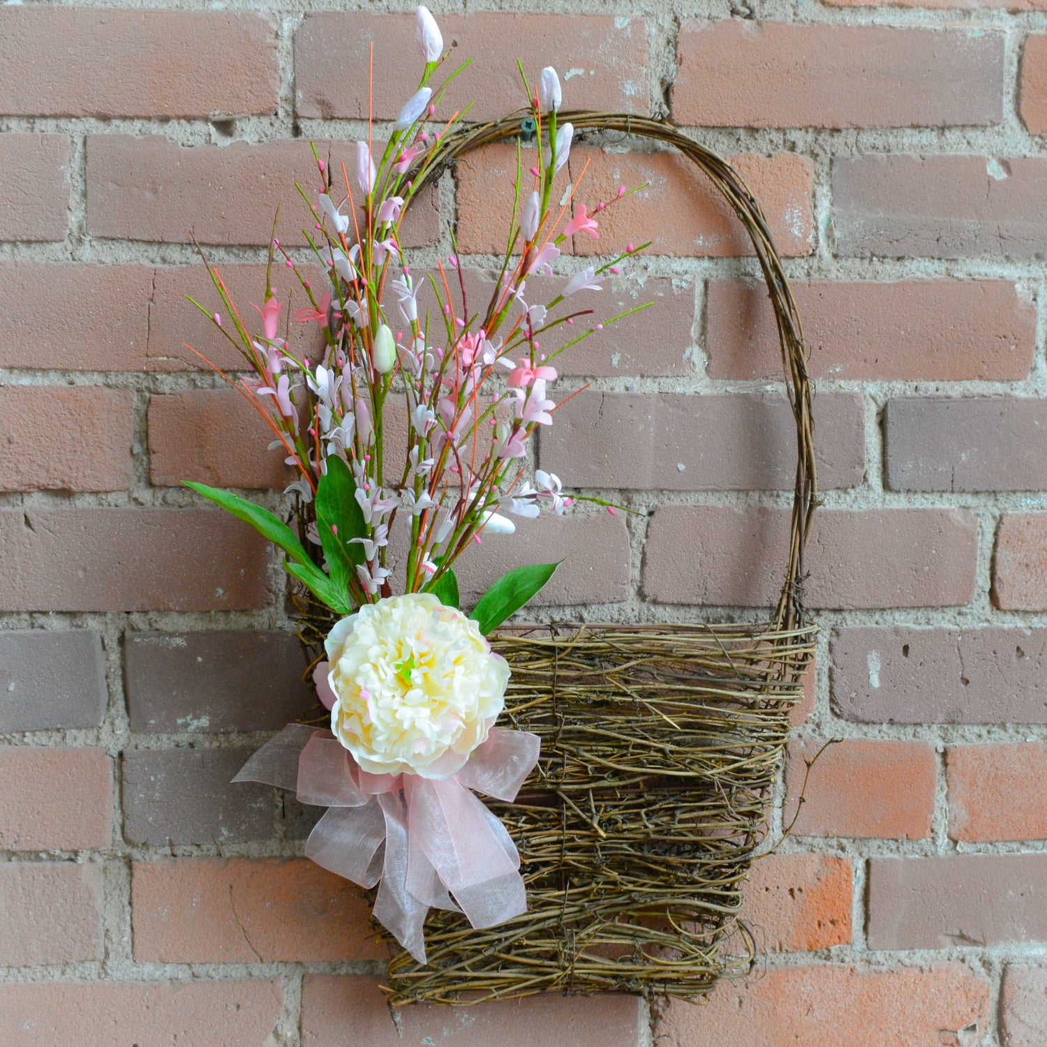 Peony Forsythia Wall Basket