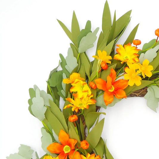 22" Mixed Daisy Wreath Floral Living