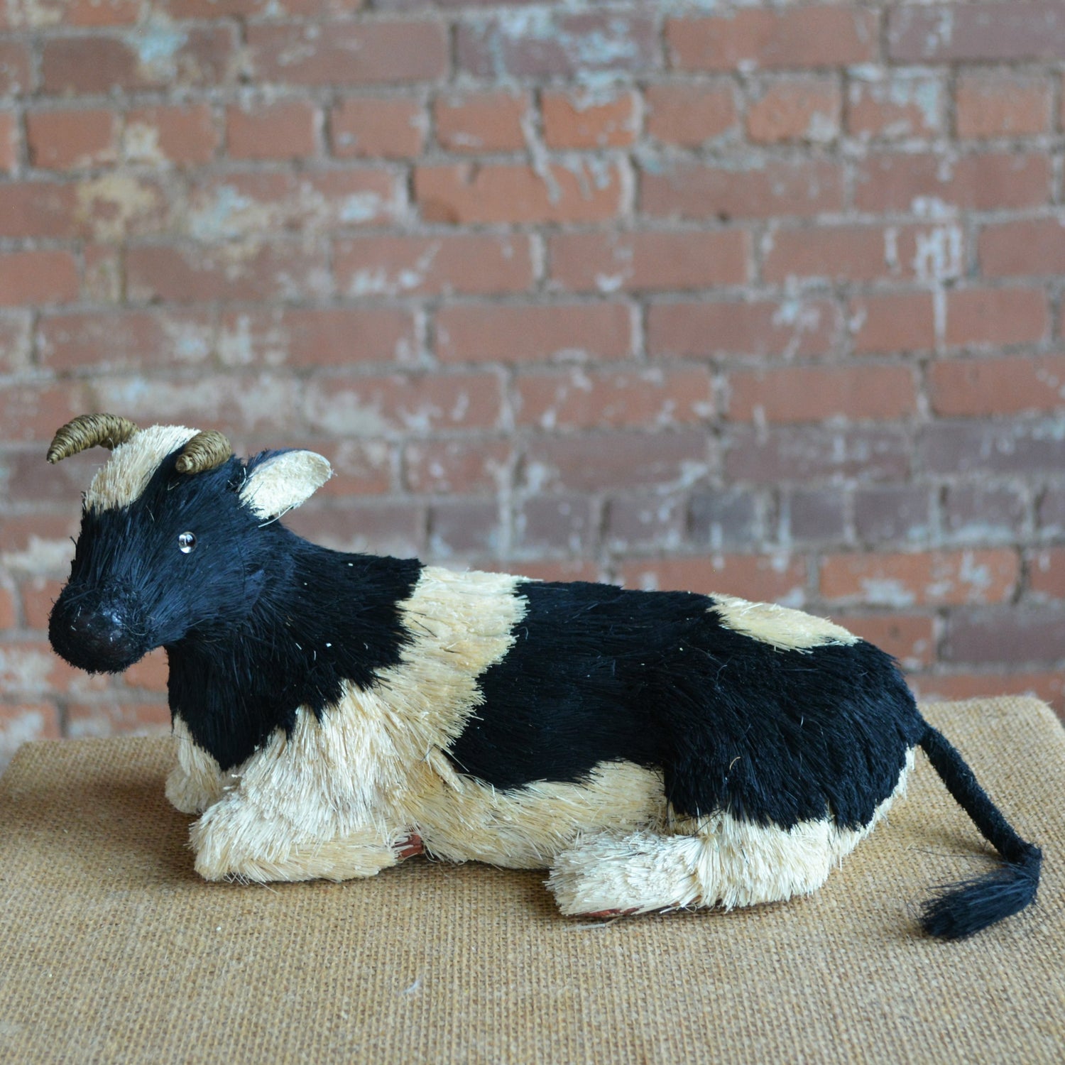 11" Black and White Sisal Cow