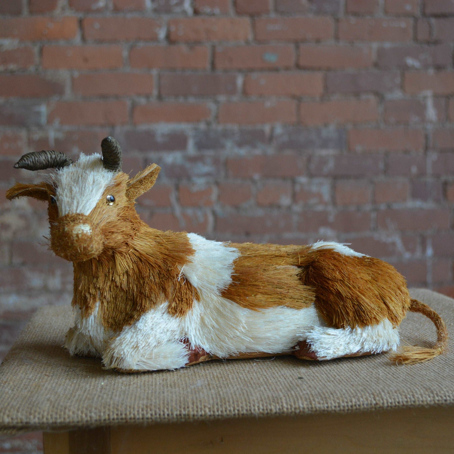 Brown and White Sisal Cow