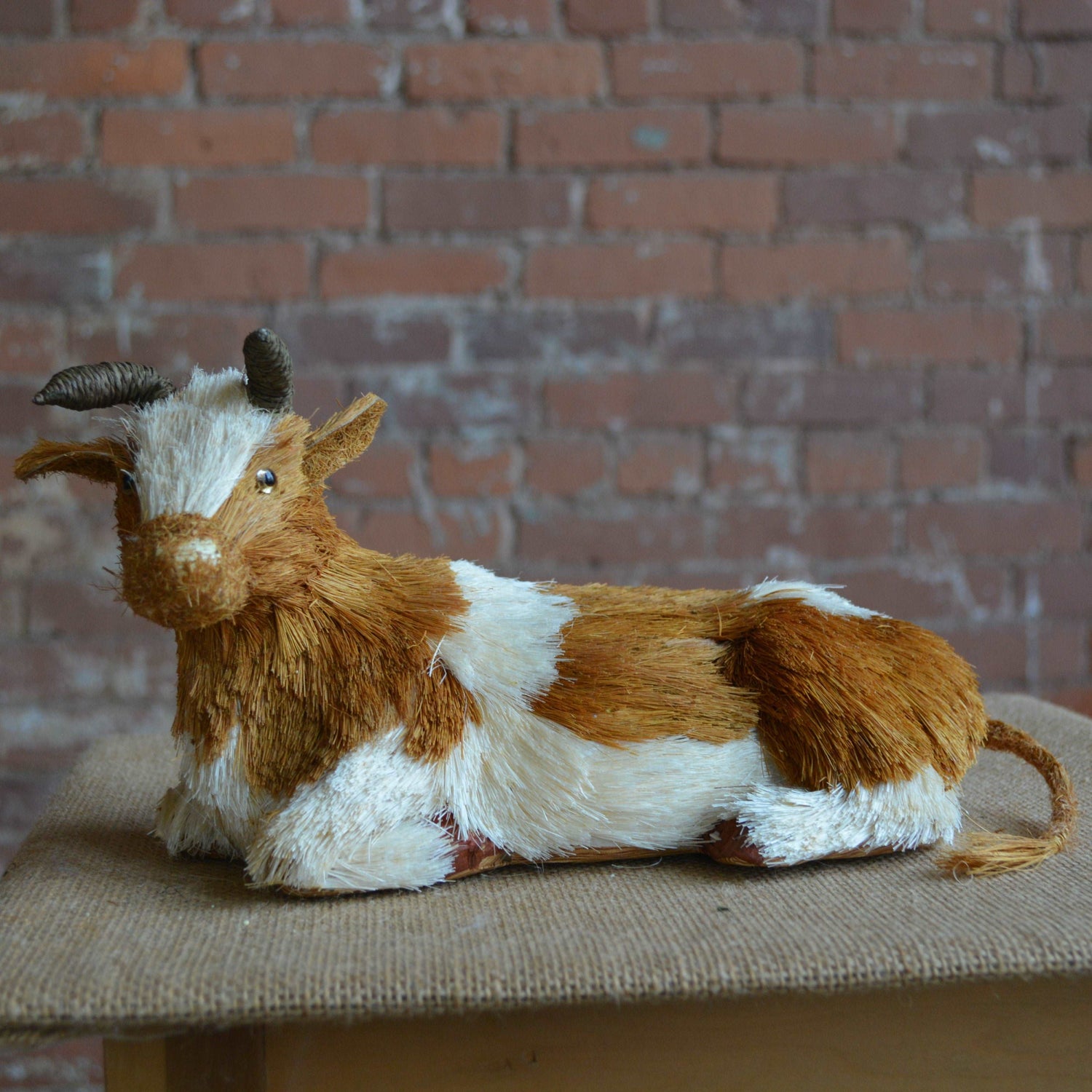 Brown and White Sisal Cow