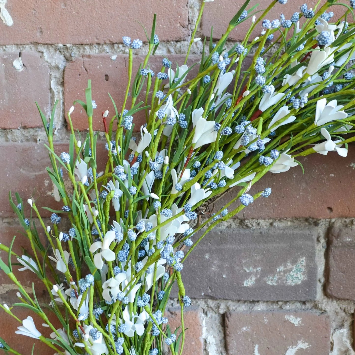 White and Blue Bud Buttercup Wreath