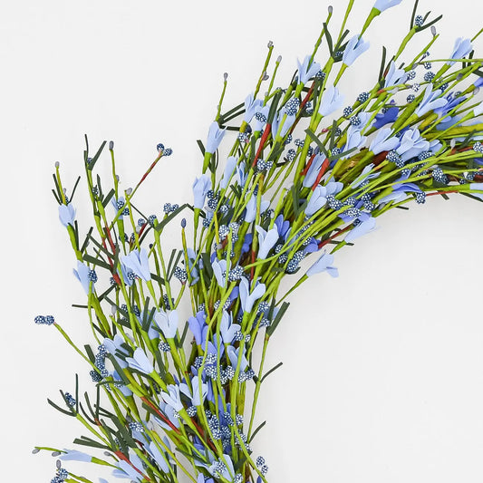 22" Two-Tone Blue Buttercup Wreath Floral Living